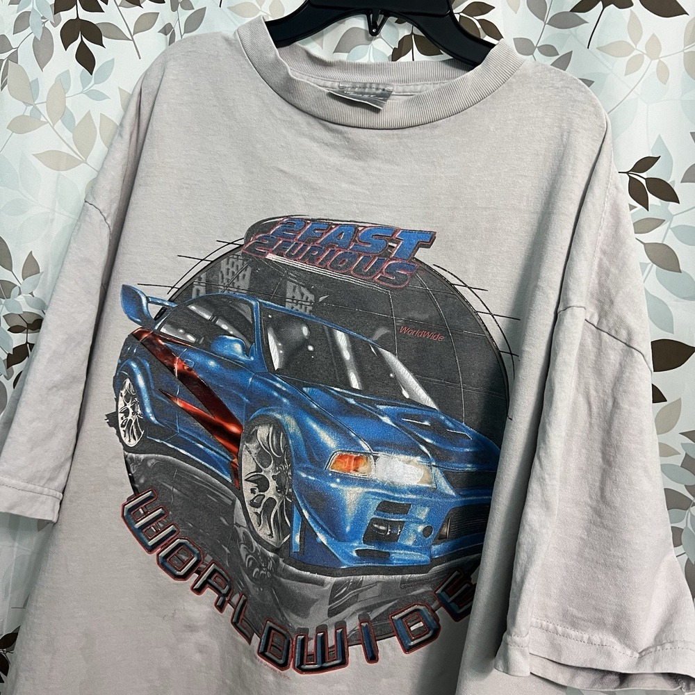 Vintage 2003 2 Fast 2 Furious Movie Promo T Shirt size 3XL GRAY
